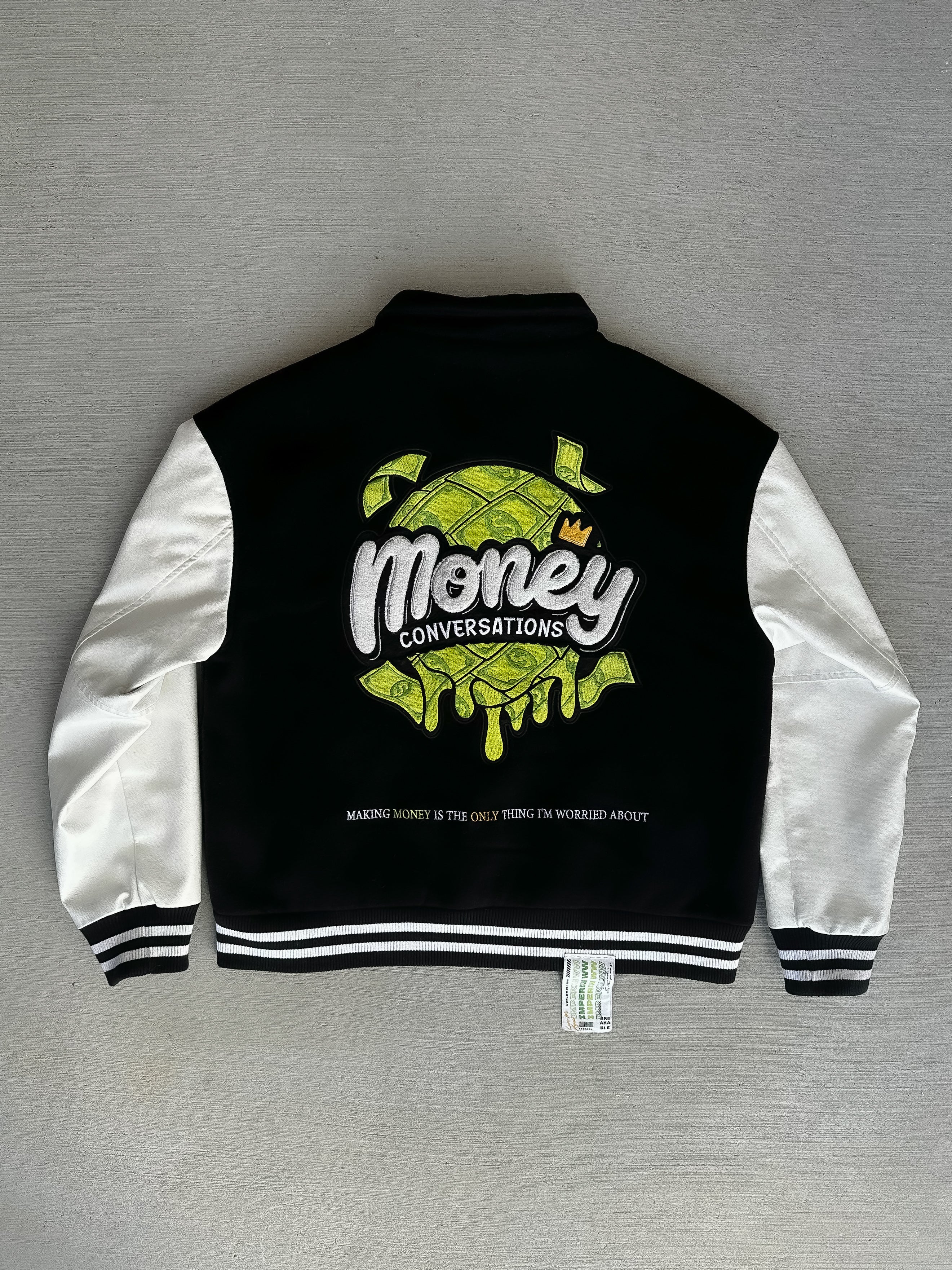 Money Conversation Varsity Jacket